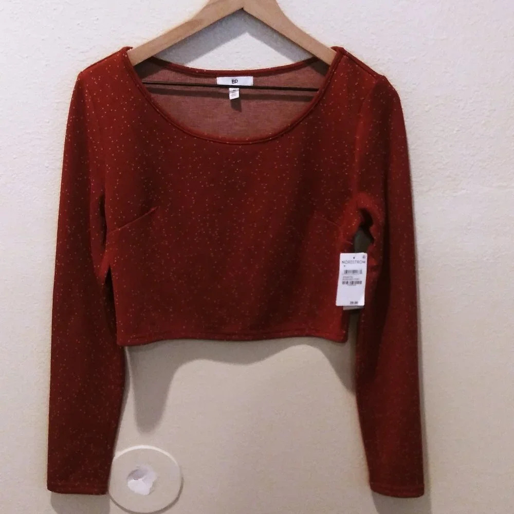BP. Knit Crop Top in Burgundy Port at Nordstrom, Size Medium - Picture 5 of 7